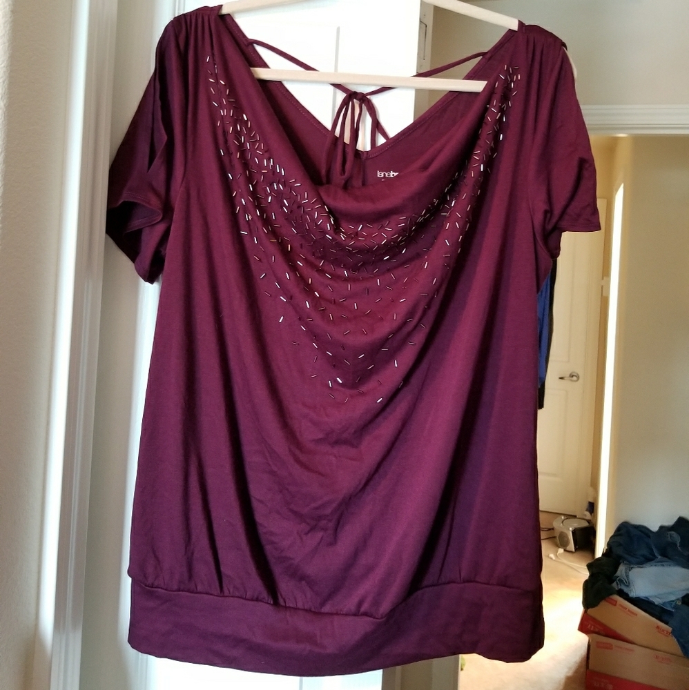 Size 14/16 maroon/purple top with tie back NWT